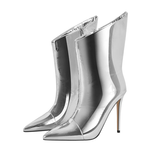 Drag Queen Goddess Silver Stiletto Boots