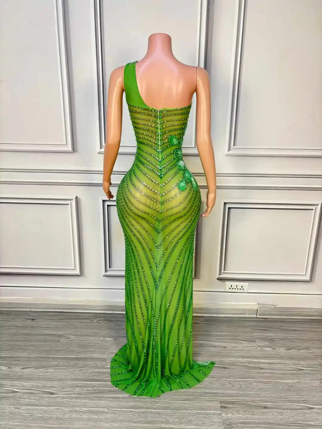 Emerald Envy Drag Queen Gown – Rhinestone Elegance