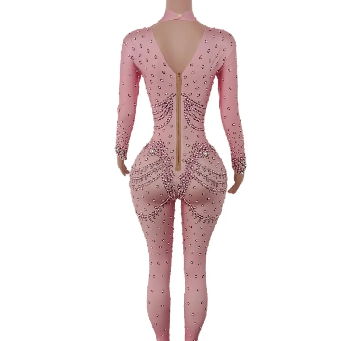 Pink Crystal Stretch Jumpsuit