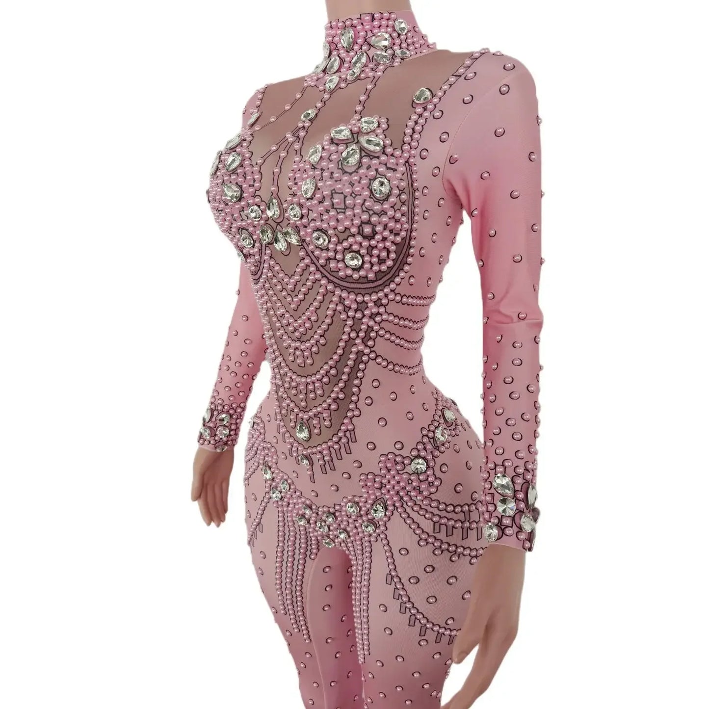 Pink Crystal Stretch Jumpsuit