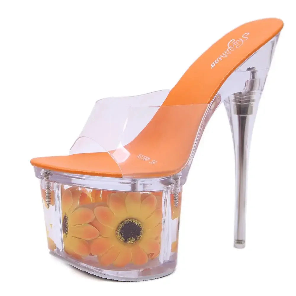 Sunflower-Themed Stiletto Heels