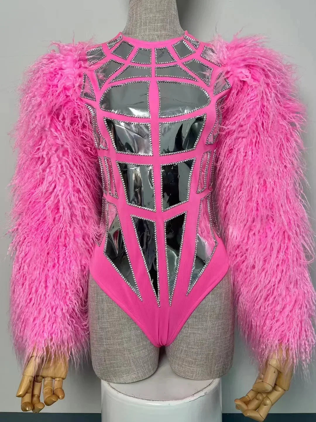 Fur Sleeves Drag Queen Bodysuit