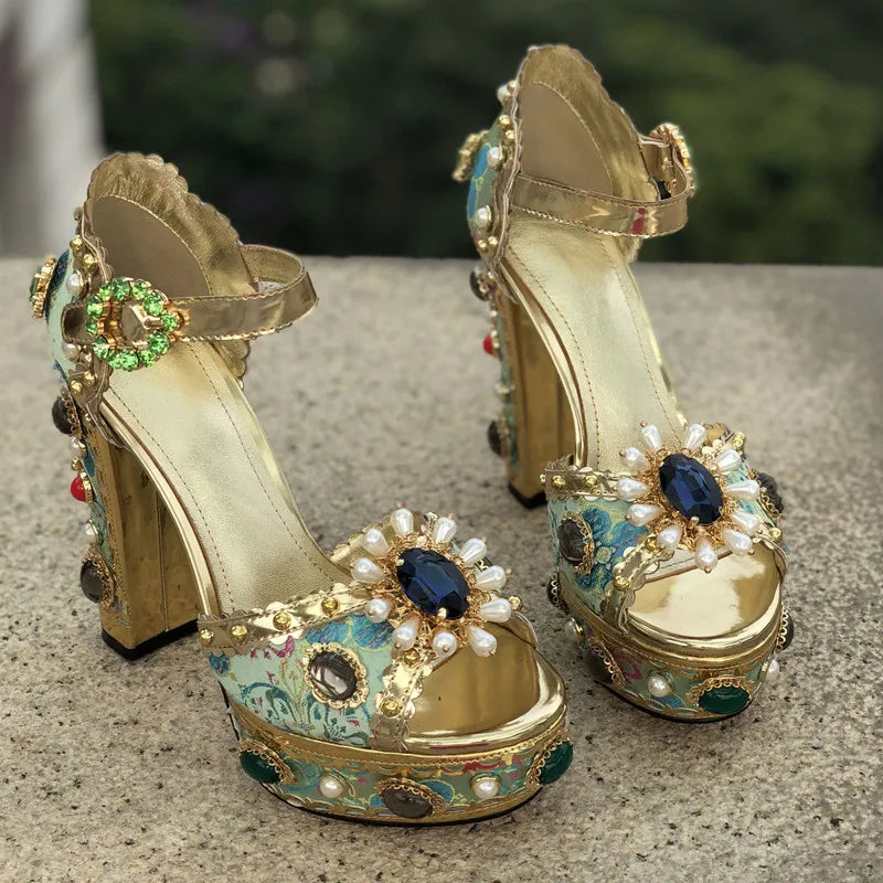 Luxury Gold Drag Platform Sandals