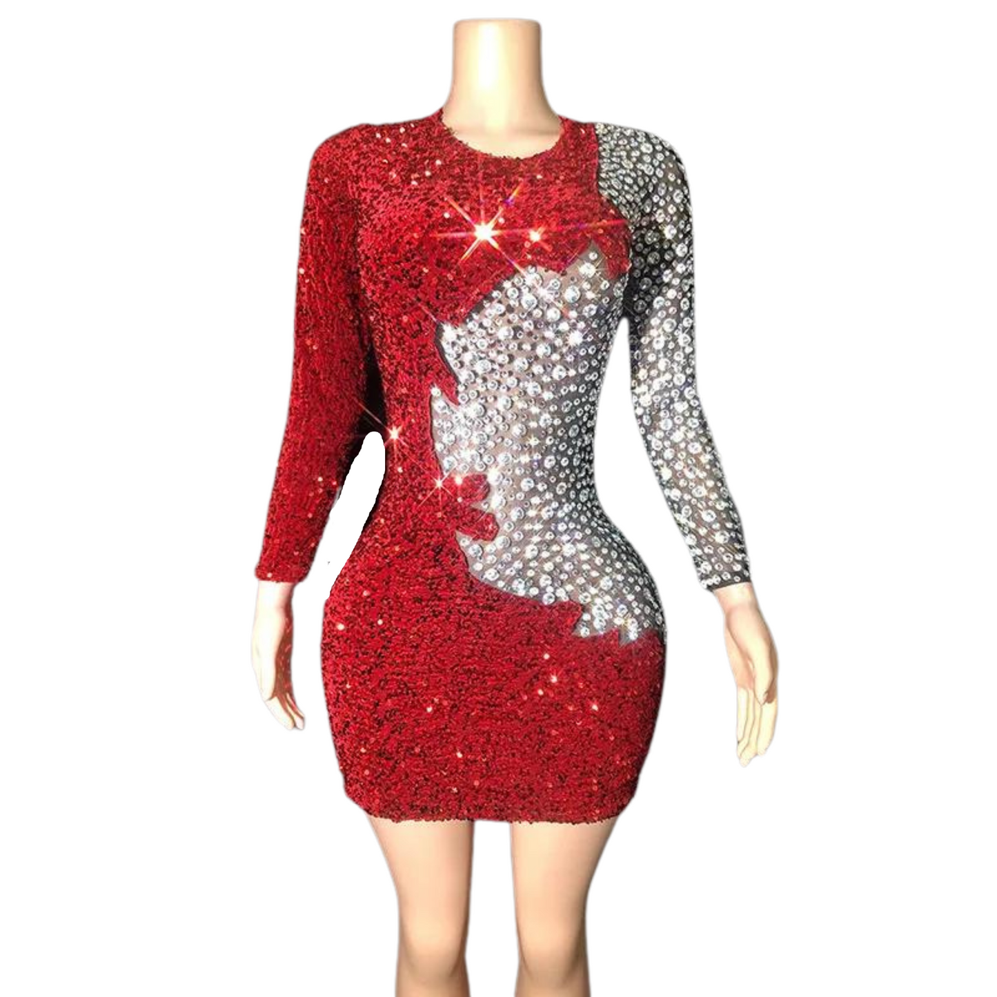 Slay the Runway, Henny!  Long Sleeve Sequin Bodycon Mini Dress for Queens Who Werk