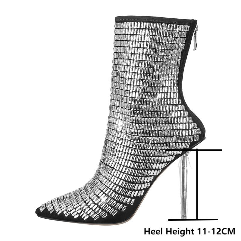 Queen Amaya Clear Heel Metal Booties