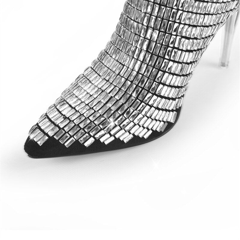 Queen Amaya Clear Heel Metal Booties