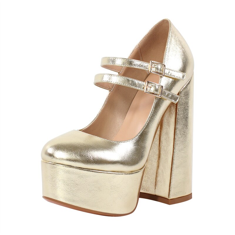 Chunky Mary-Jane Platform Pumps