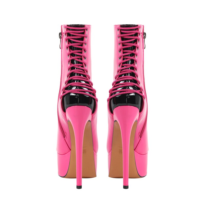 Pink Peep Toe Platform Boots