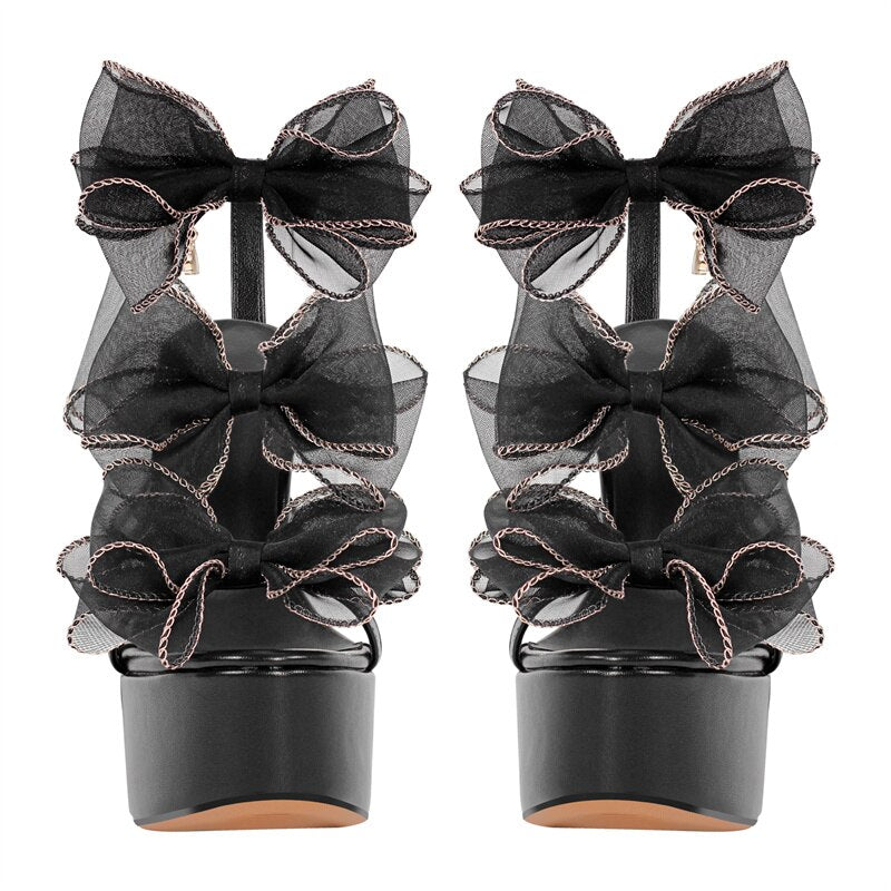 Black Bows Platform Sandals