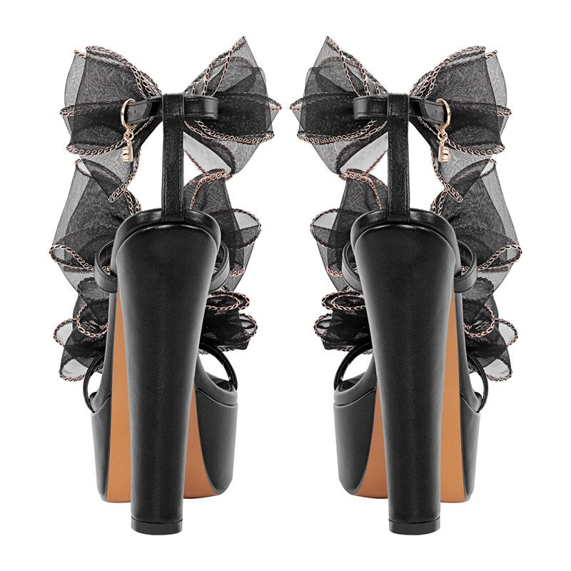 Black Bows Platform Sandals