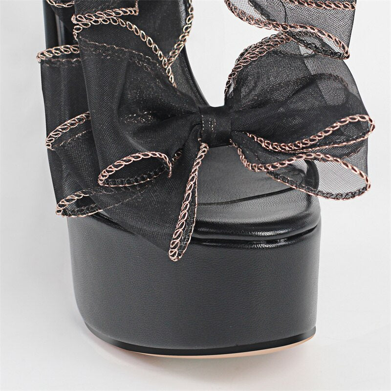 Black Bows Platform Sandals