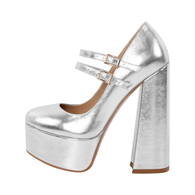 Chunky Mary-Jane Platform Pumps