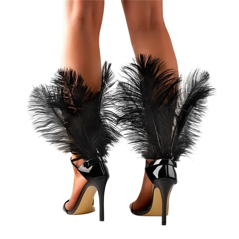 Eve Ville Black Feather Sandals