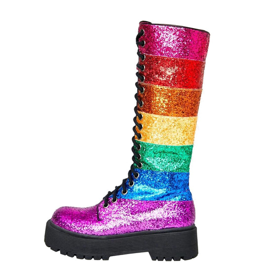 Genuine Leather Gay Pride Rainbow Boots