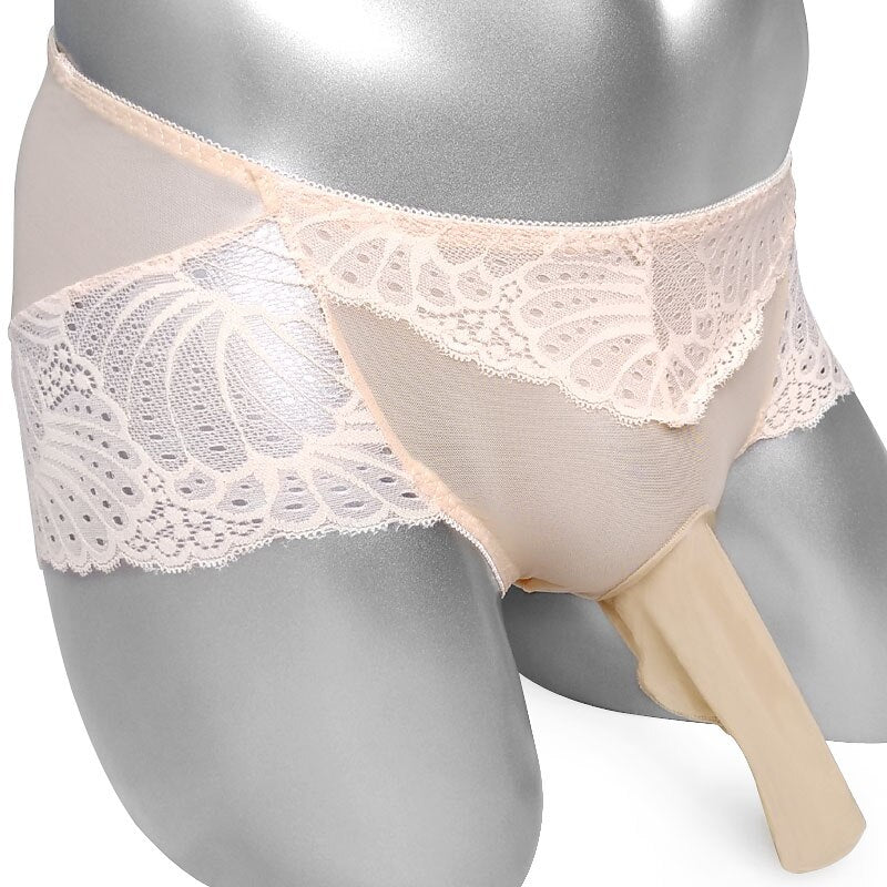 Floral Lace Panties With Penis Sheath Sleeve