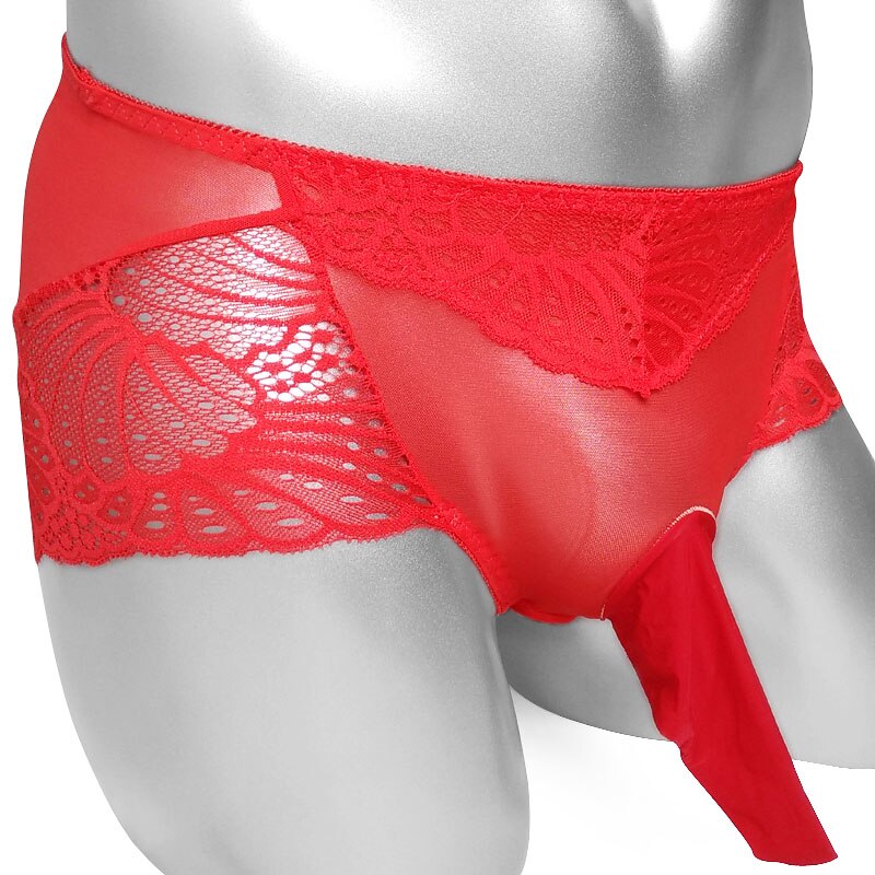 Floral Lace Panties With Penis Sheath Sleeve