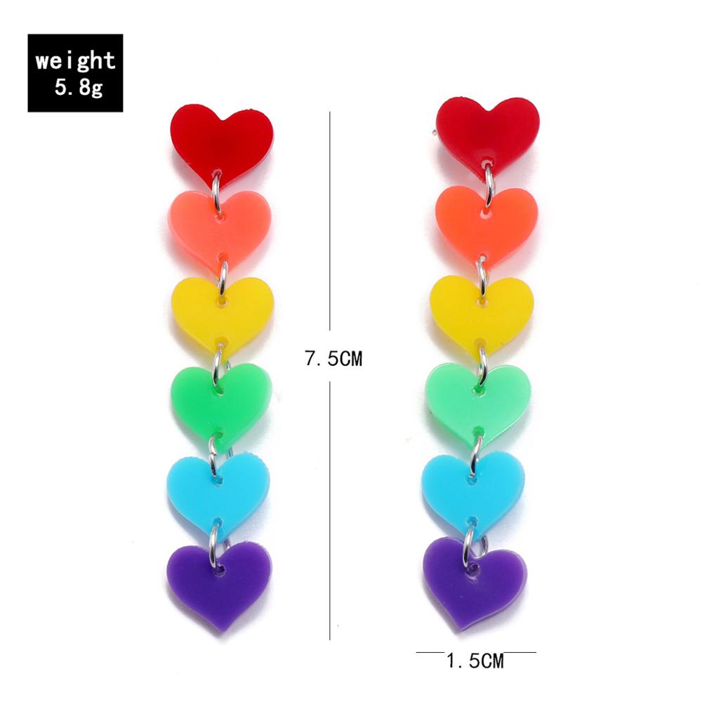 Gay Pride Rainbow Hearts Dangle Earrings