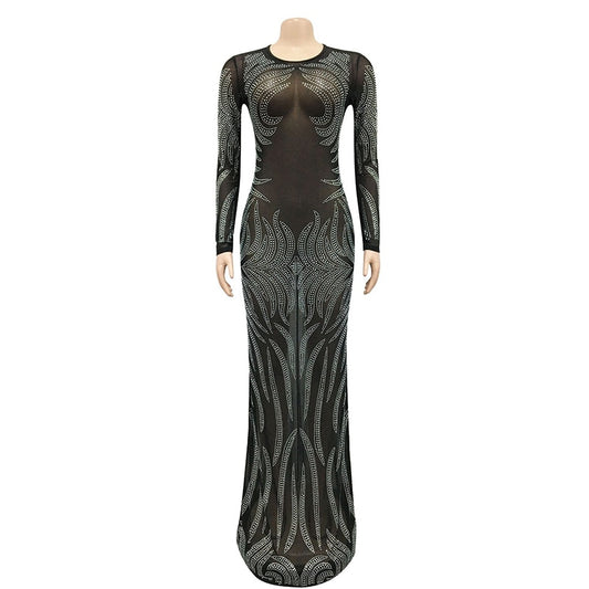 Queen Bianca Sheer Mesh Maxi Dress