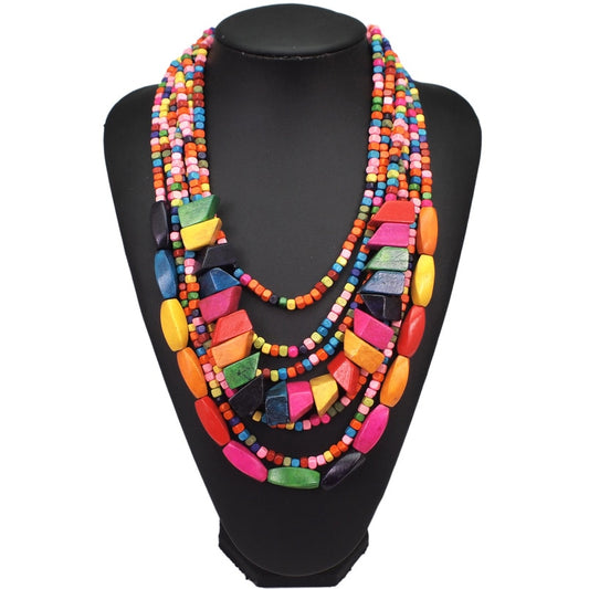 Rey Markeble Wooden Beads Necklace