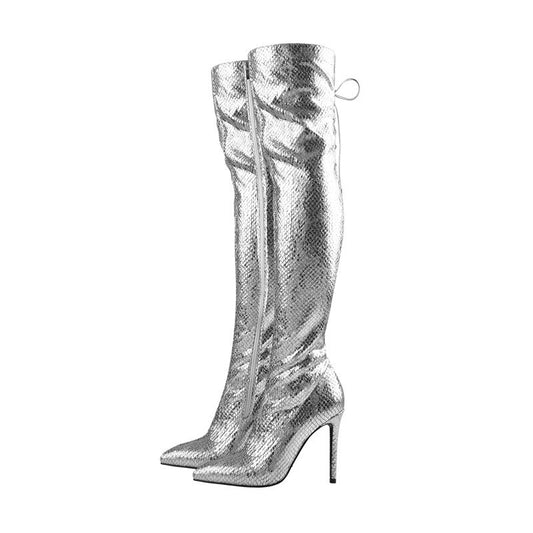 Elijah Morning Wood Metallic Silver Boots