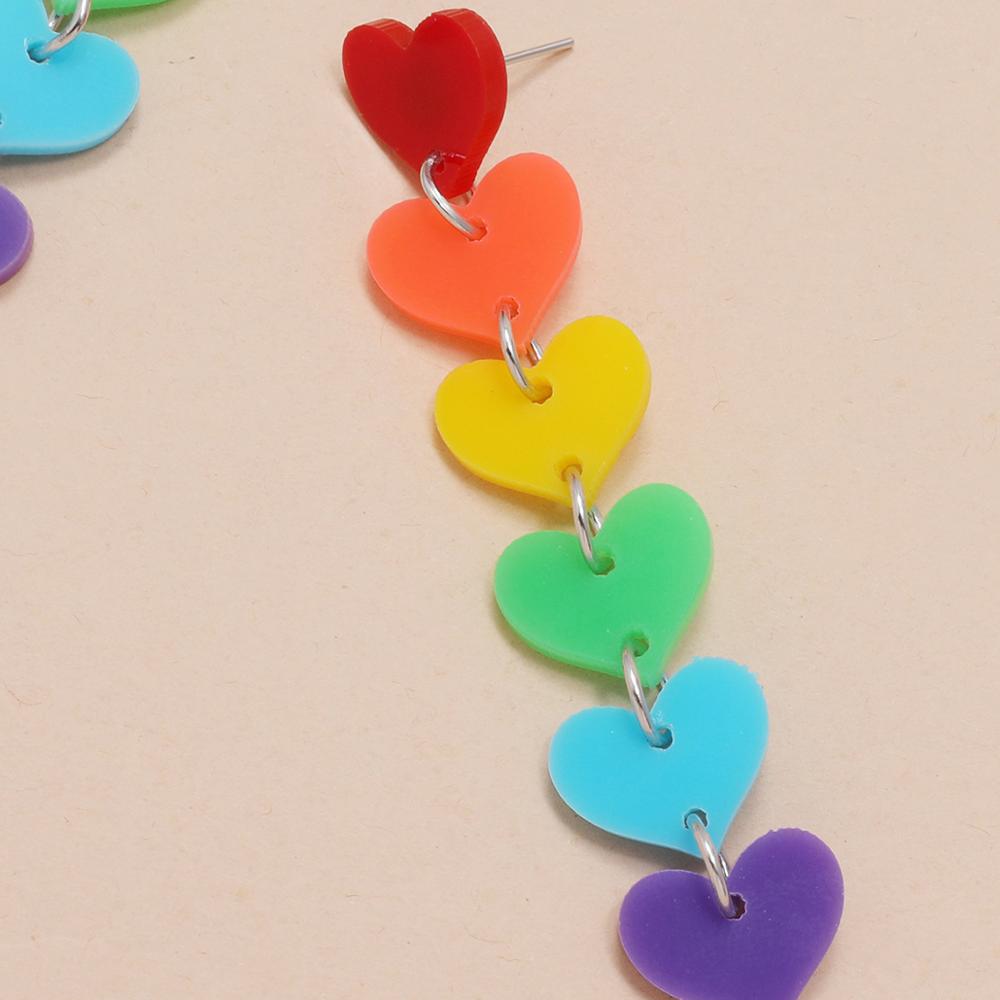 Gay Pride Rainbow Hearts Dangle Earrings