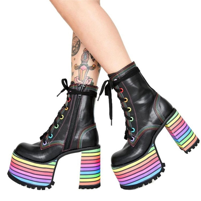 Gay Pride Rainbow Ankle Boots