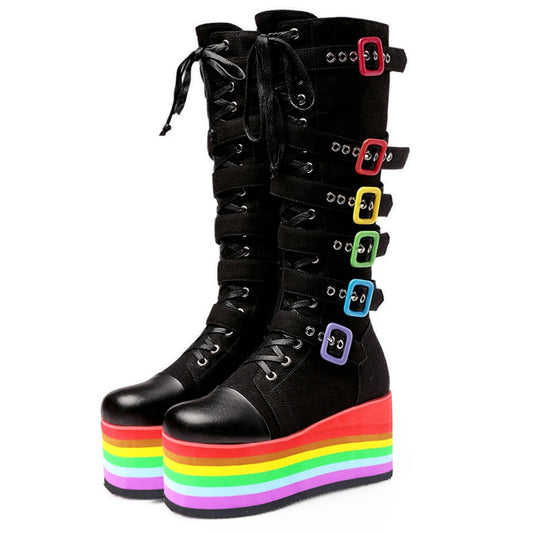 LGBTQ Gay Pride Rainbow Platform Boots