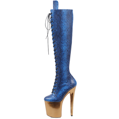 Lala Land Snake Print Knee Boots