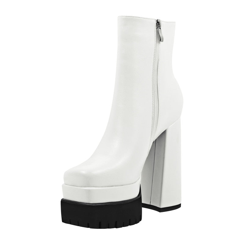 Tamara Nite White Platform Booties