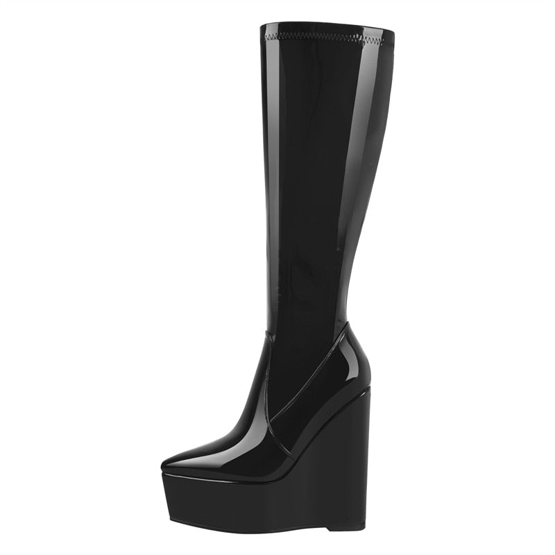 Cora Apple Wedge Knee High Boots