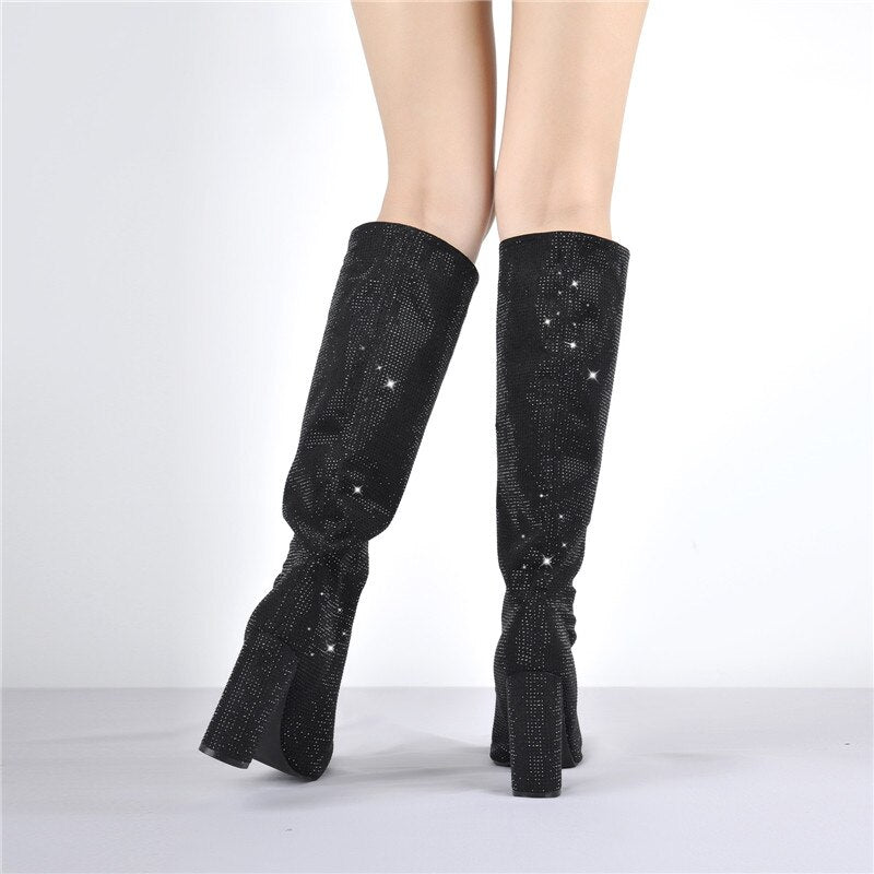 Enya Buttocks Rhinestone Boots