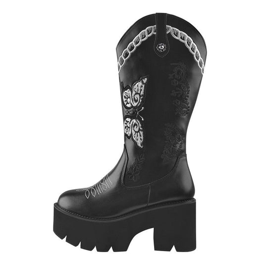 Tess Tickles Embroidered Platform Boots