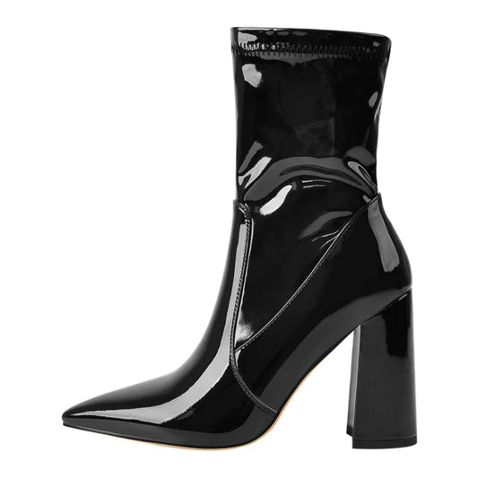 Remi Nissent Pointed Toe Black Stretch Booties