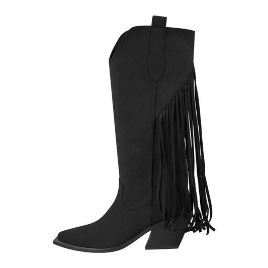 Wanda Why Flock Fringe Boots