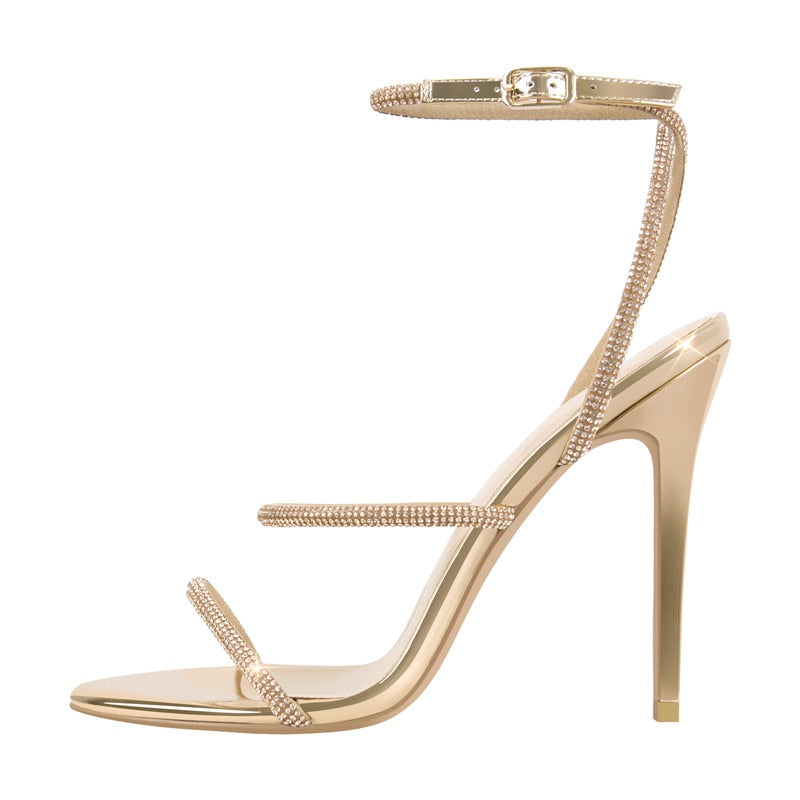 Ruth Lezz Open Toe Strappy Rhinestone Sandals