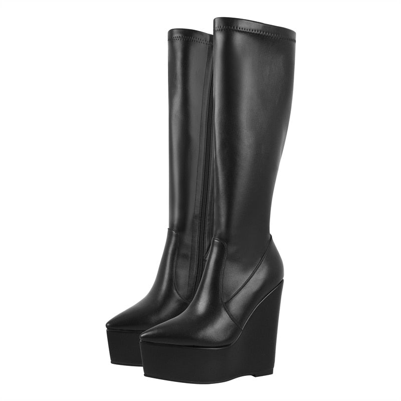 Cora Apple Wedge Knee High Boots