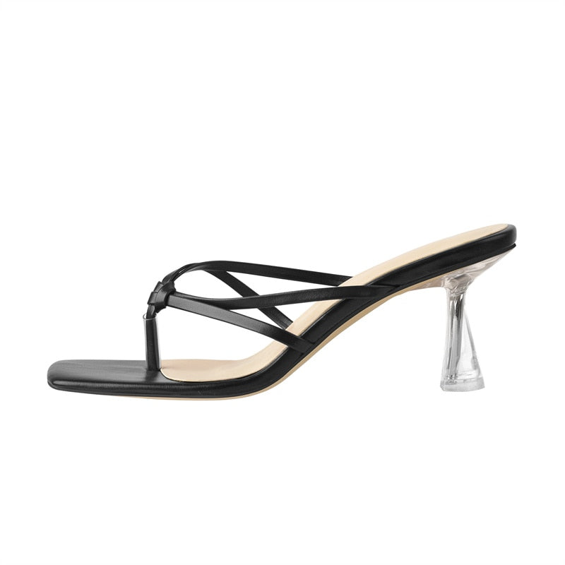 Aroa Mattic Black Metal Kitten Sandals