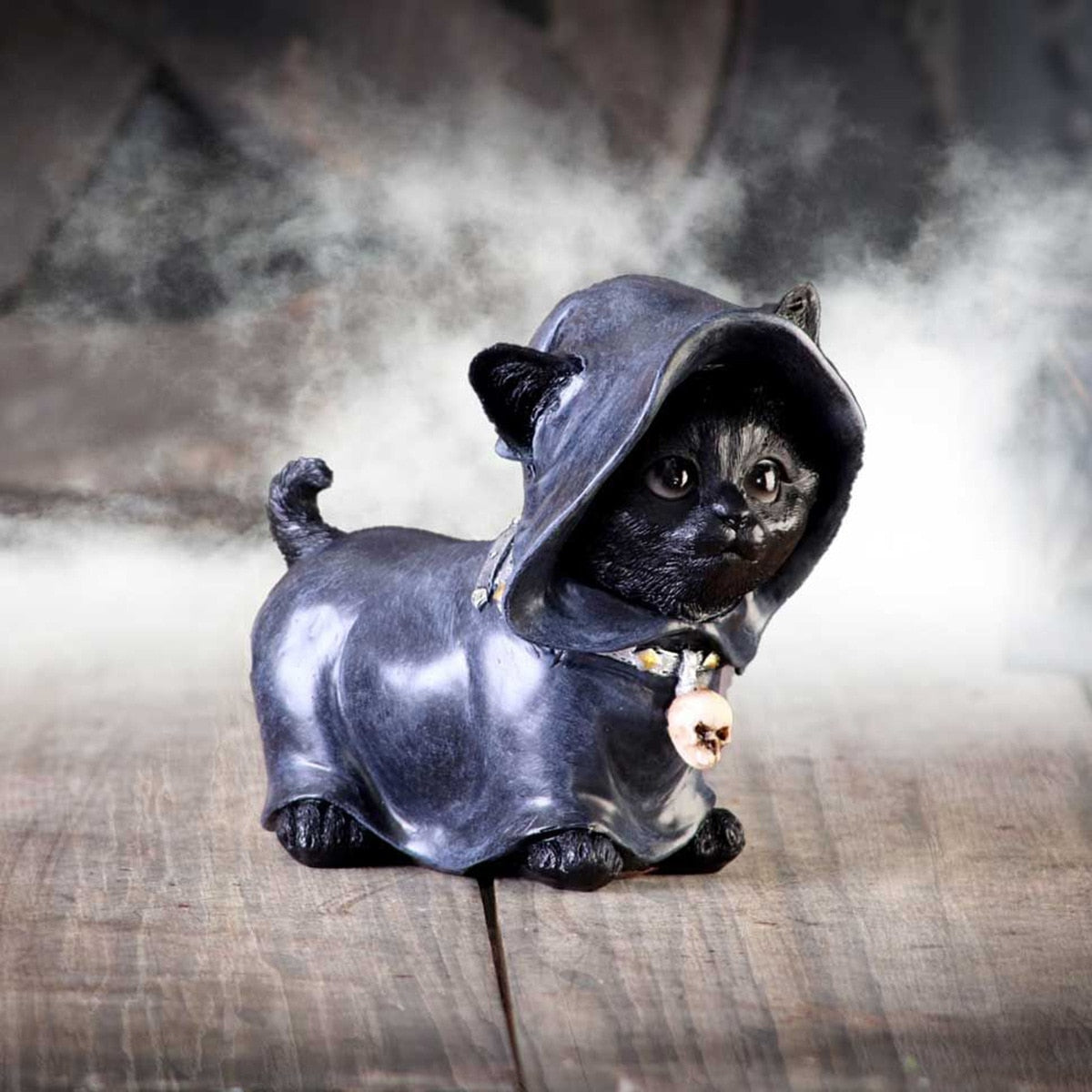 Gothic Witch Grim Reaper Cat Figurine