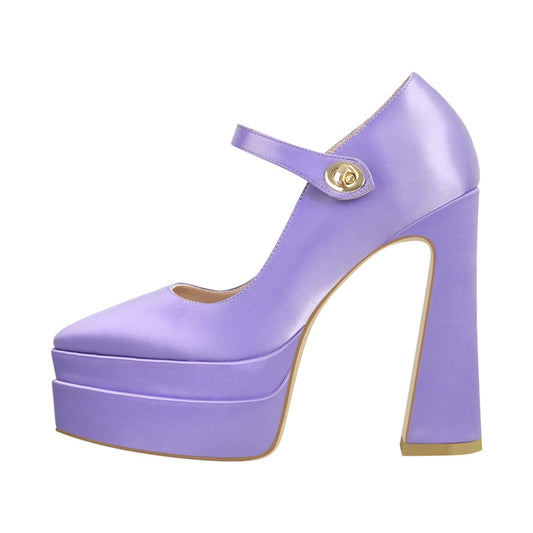 Carnie Asada Satin Purple Platform Pumps