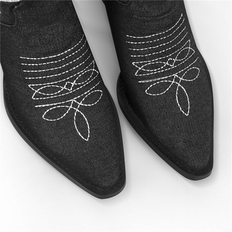 Dora Jar Embroidered Cowboy Ankle Boots