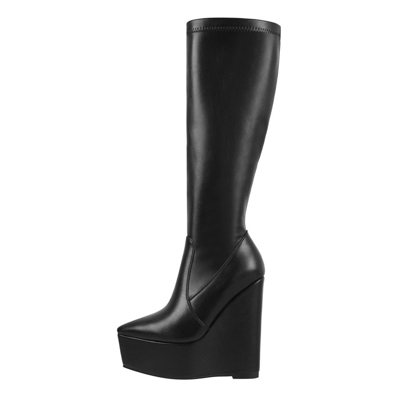 Cora Apple Wedge Knee High Boots