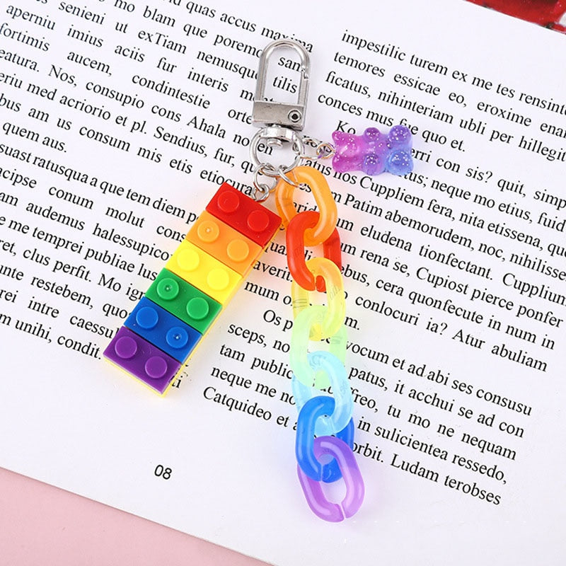 LGBT Gay Pride Rainbow Brick Key Chain