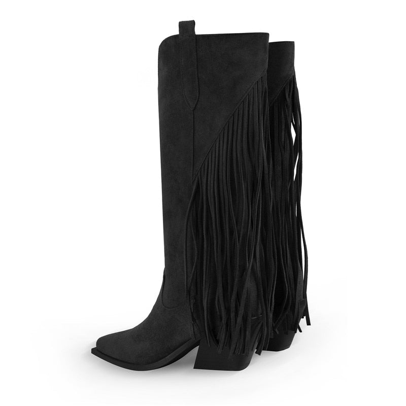 Wanda Why Flock Fringe Boots