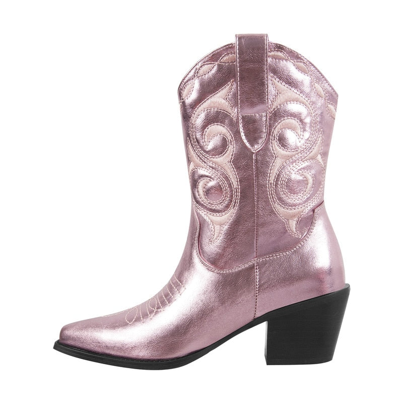 Dora Jar Embroidered Cowboy Ankle Boots