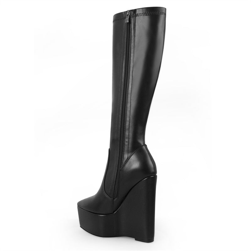 Cora Apple Wedge Knee High Boots