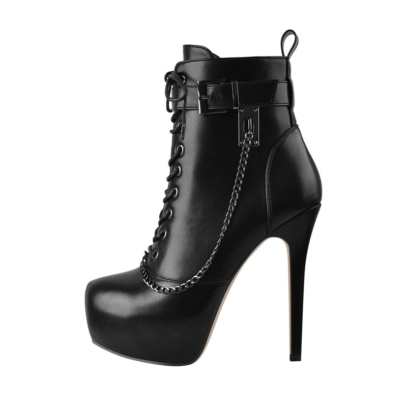 Emma Phasis Metal Chain Ankle Booties