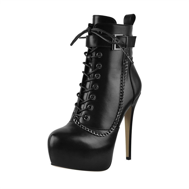 Emma Phasis Metal Chain Ankle Booties