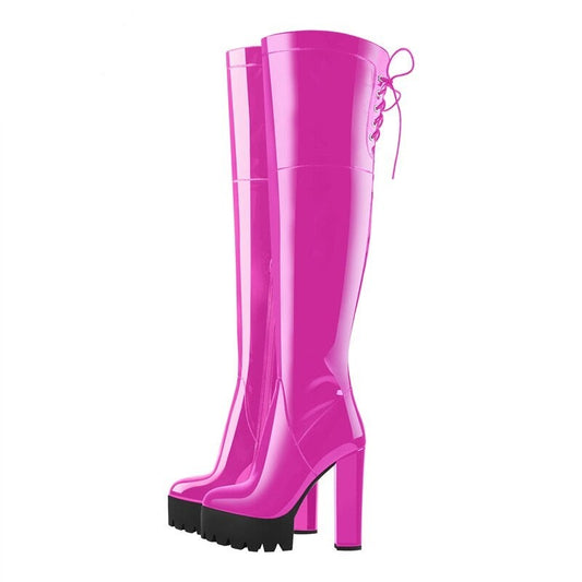 Pink Perfection: Over-the-Knee Platform Boots