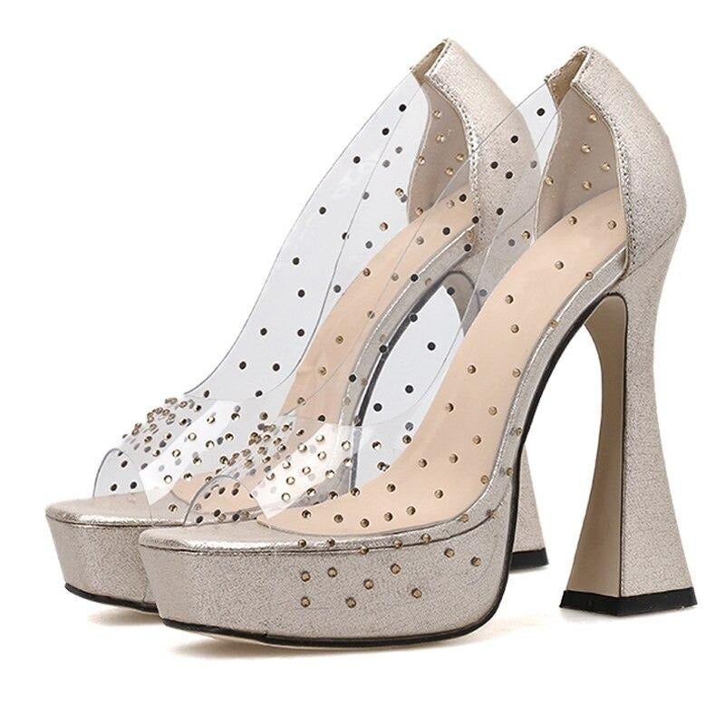 Rhinestone Platform Pumps