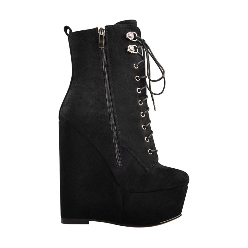 Blythe Spirit Flock Wedge Boots